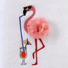 Cool Flamingo 3D Appliqué  2-Piece Hand Towel Set, White
