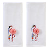 Cool Flamingo 3D Appliqué  2-Piece Hand Towel Set, White