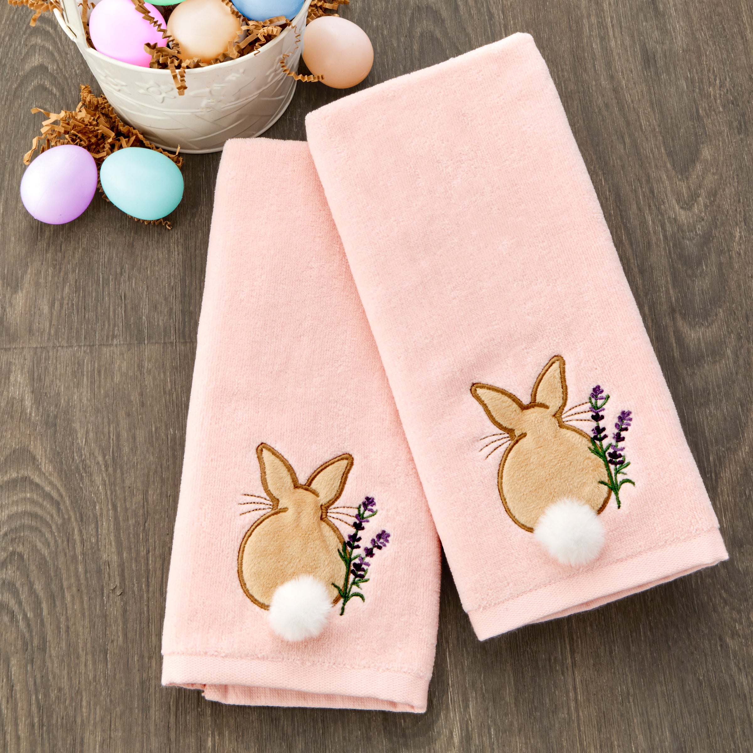 Cotton Tail 2-Piece Hand Towel Set, Pink