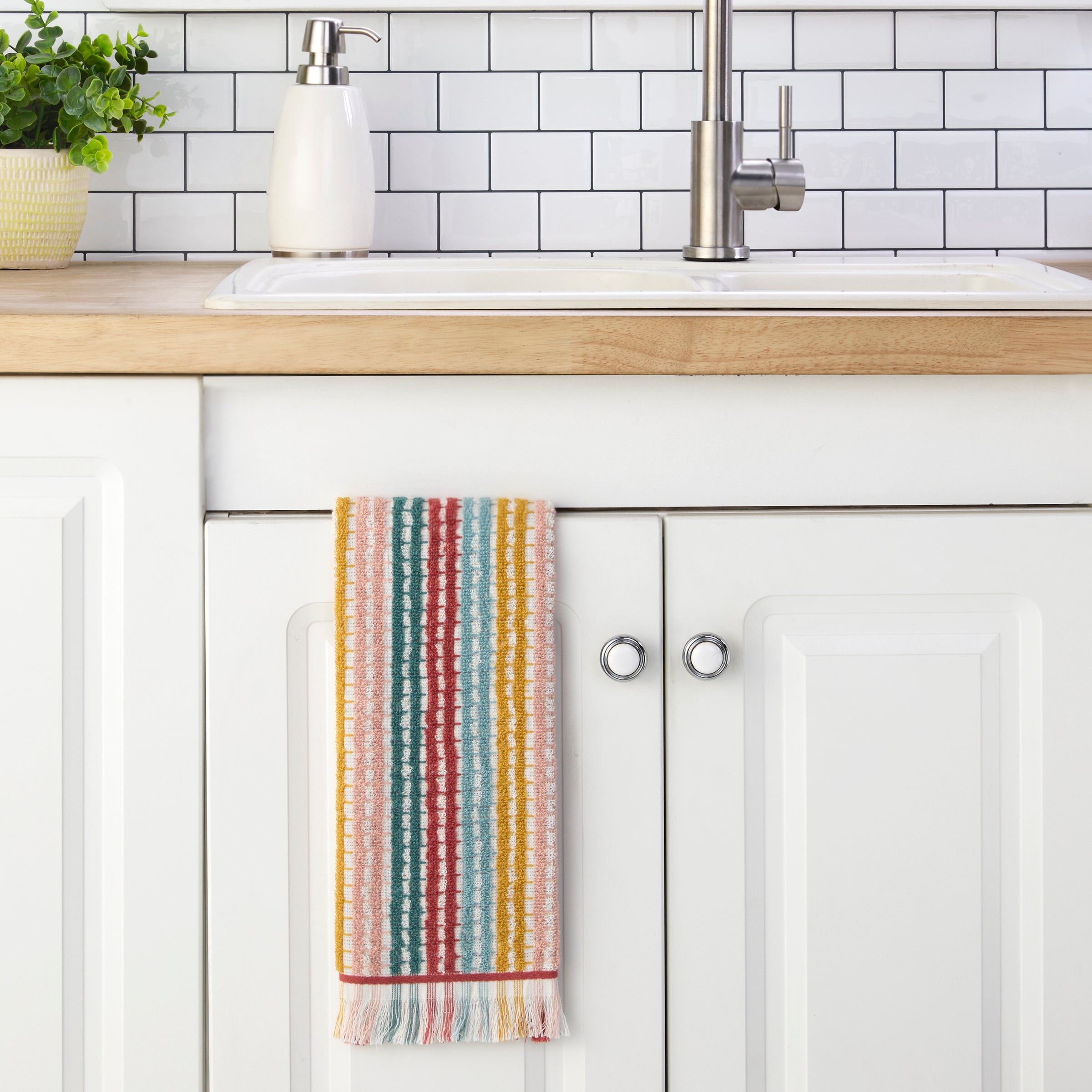 Y'all 2-Piece Hand Towel Set, Teal/Multi