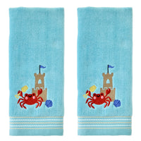 Crabby Castle 2-Piece Hand Towel Set, Aqua