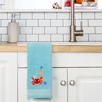 Crabby Castle 2-Piece Hand Towel Set, Aqua