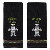 Creepin Real 2-Piece Glow-In-The-Dark Hand Towel Set, Black