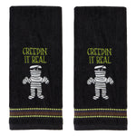 Creepin Real 2-Piece Glow-In-The-Dark Hand Towel Set, Black