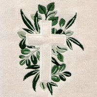 Cross With Greenery 2-Piece Hand Towel Set, Natural