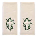 Cross With Greenery 2-Piece Hand Towel Set, Natural