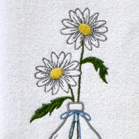 Daisies in Vase 2-Piece Hand Towel Set, White