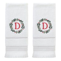 Wreath Monogram “D” 2-Piece Hand Towel Set, White