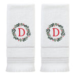 Wreath Monogram “D” 2-Piece Hand Towel Set, White