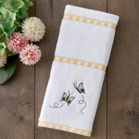 Dancing Butterflies 2-Piece Hand Towel Set, White