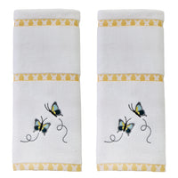 Dancing Butterflies 2-Piece Hand Towel Set, White