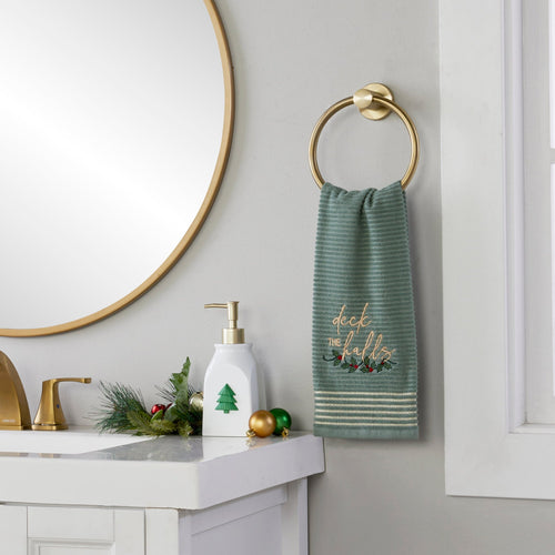 Deck The Halls 2-Piece Hand Towel Set, Sage