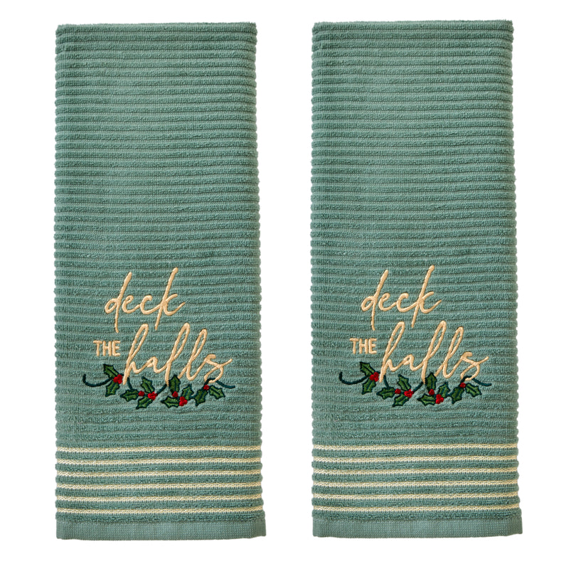 Deck The Halls 2-Piece Hand Towel Set, Sage