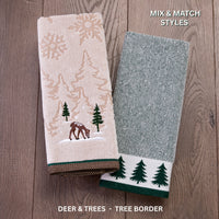Deer And Trees 2-Piece Hand Towel Set, Wheat