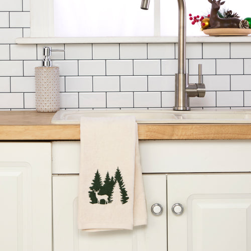 Deer Spruce 2-Piece Hand Towel Set, Natural