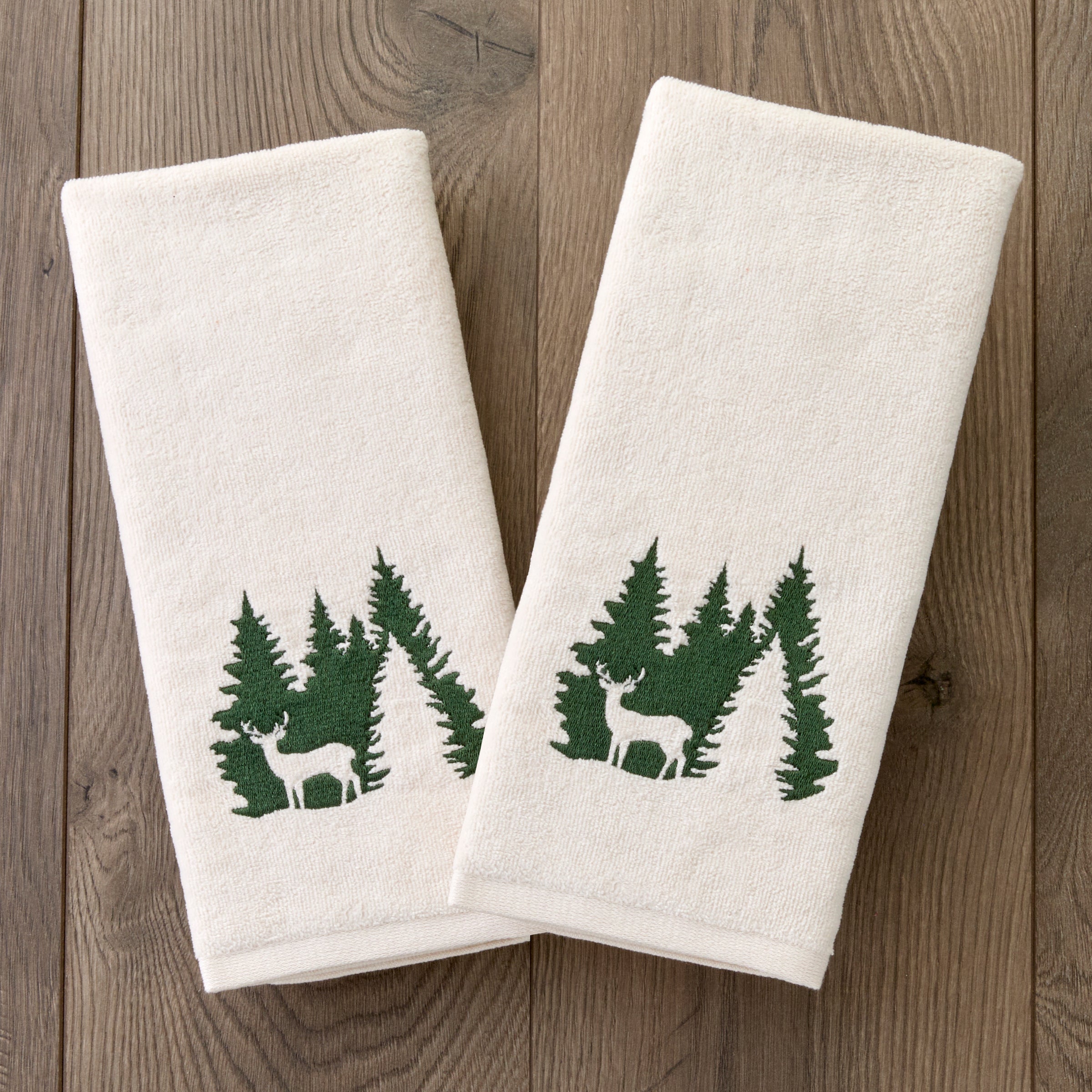 Deer Spruce 2-Piece Hand Towel Set, Natural