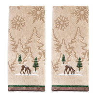 Deer And Trees 2-Piece Hand Towel Set, Wheat