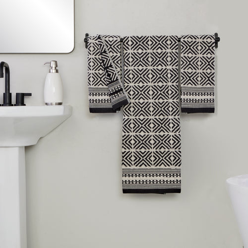 Amherst Medallion Jacquard Bath Towel, Black
