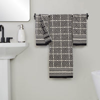 Diamond Grid Jacquard Bath Towel, Black