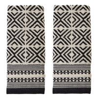 Diamond Grid Jacquard 2-Piece Hand Towel Set, Black