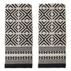 Diamond Grid Jacquard 2-Piece Hand Towel Set, Black