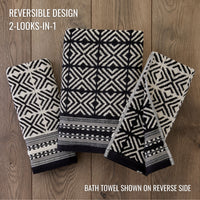 Diamond Grid Jacquard Bath Towel, Black