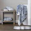 Distressed Leaves 2-Piece Turkish Cotton Hand Towel Set, Denim