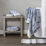 Distressed Leaves Turkish Cotton Bath Towel, Denim