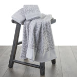 Distressed Leaves 2-Piece Turkish Cotton Hand Towel Set, Gray