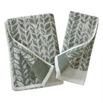 Distressed Leaves 2-Piece Turkish Cotton Hand Towel Set, Sage