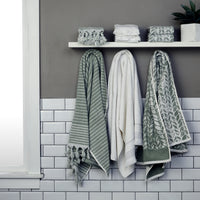 Distressed Leaves Turkish Cotton Bath Towel, Sage