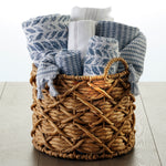 Distressed Leaves Turkish Cotton Bath Towel, Denim