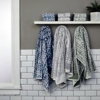 Distressed Leaves 2-Piece Turkish Cotton Hand Towel Set, Gray