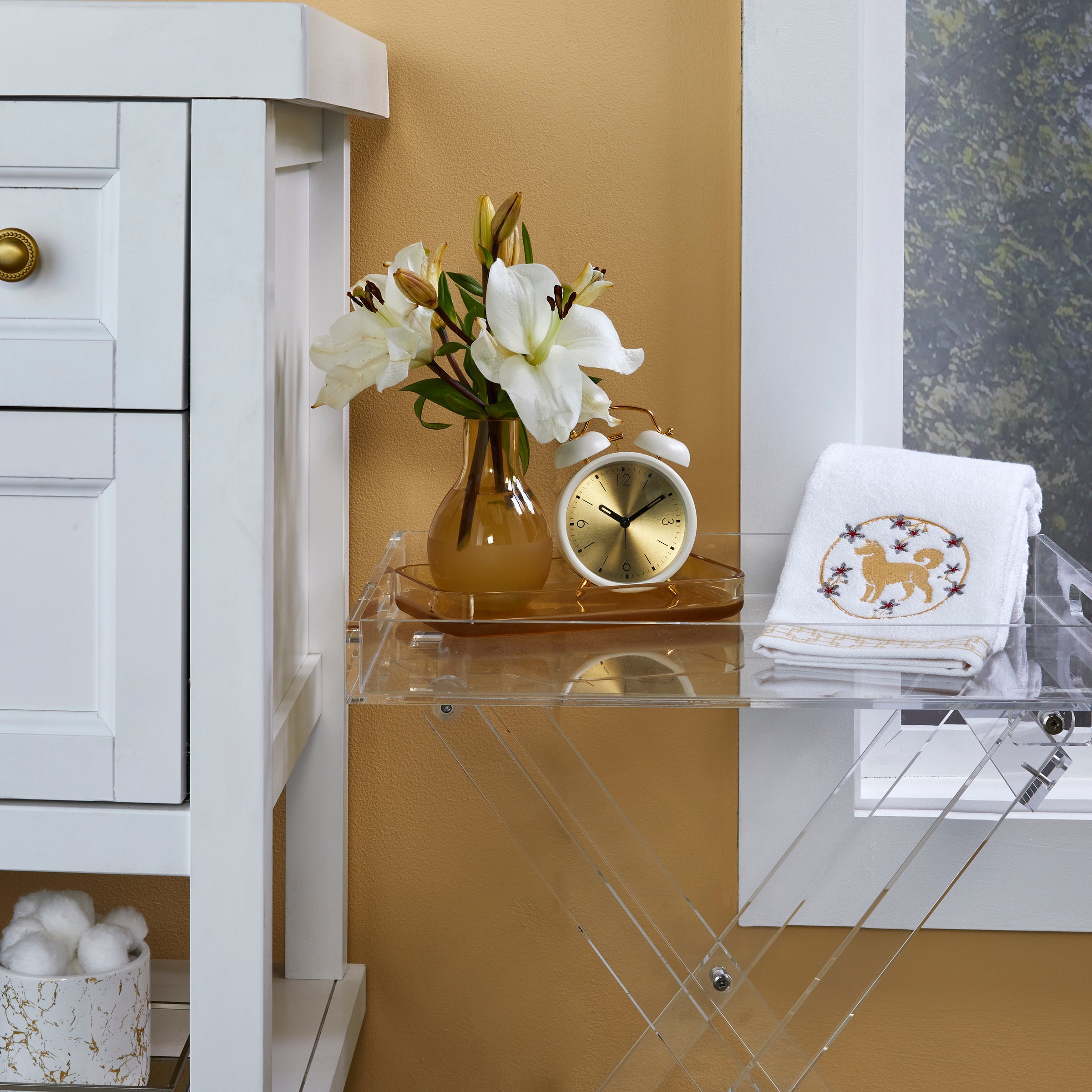 Vern Yip by SKL Home, Zodiac Dog 2-Piece Hand Towel Set, White