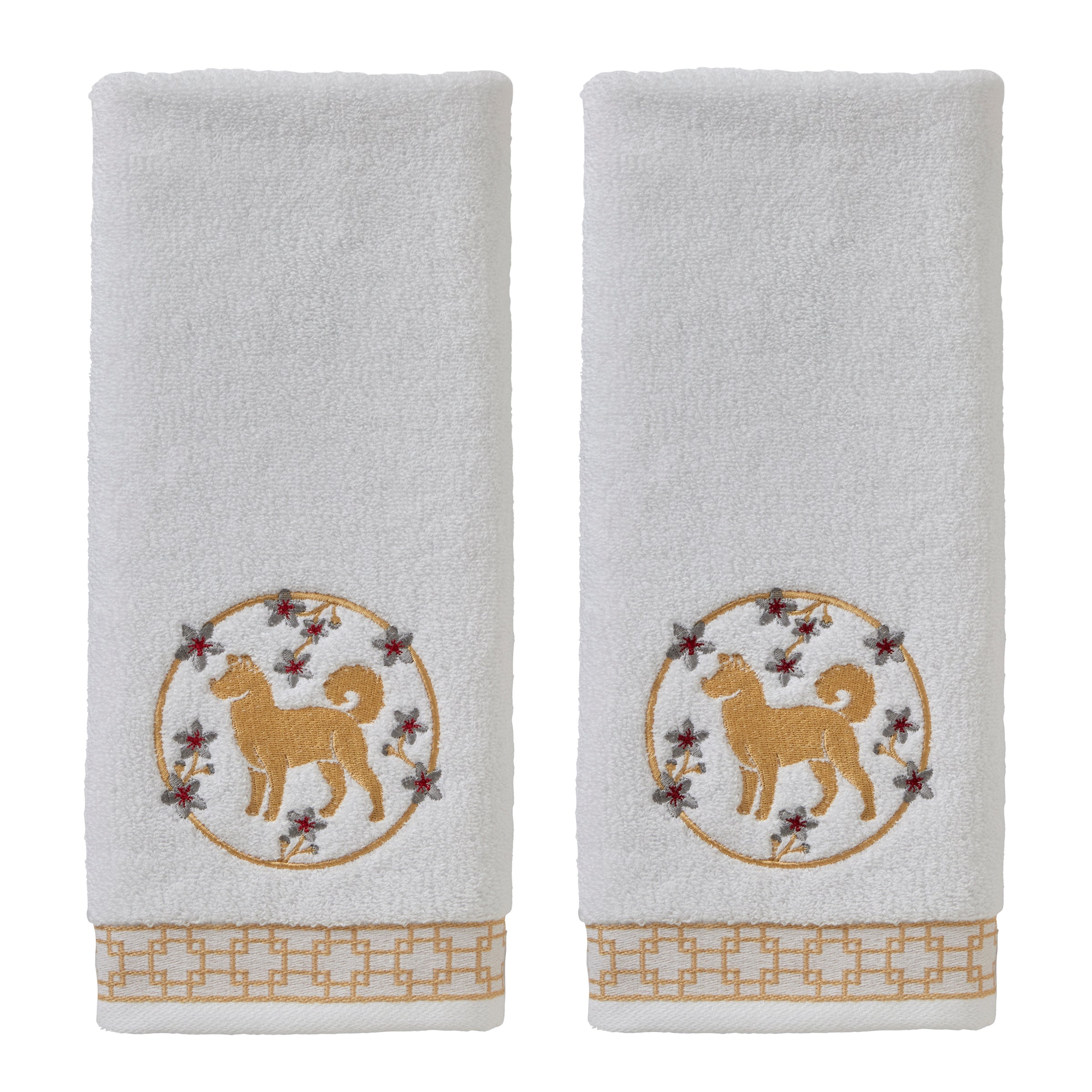 Vern Yip by SKL Home, Zodiac Dog 2-Piece Hand Towel Set, White