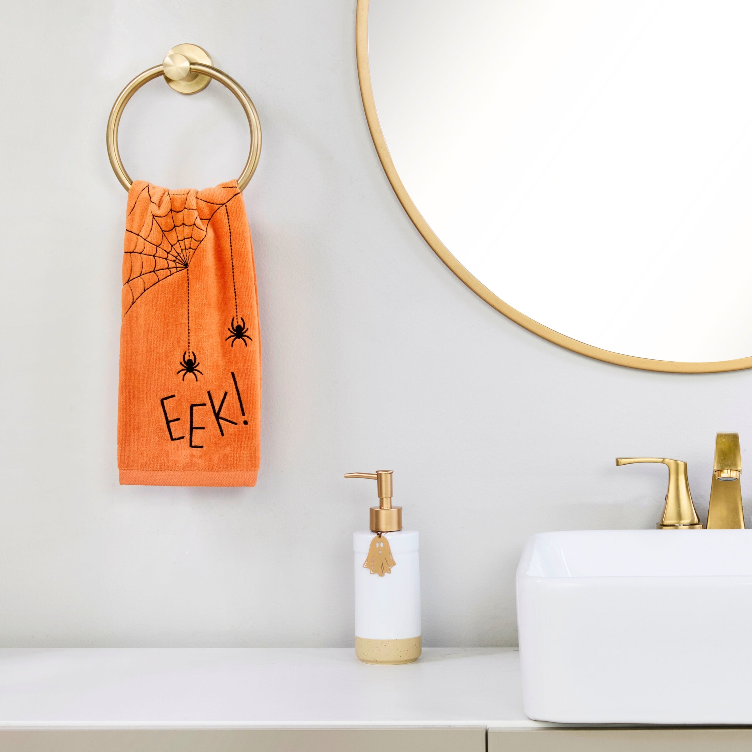 Eek 2-Piece Hand Towel Set, Orange)