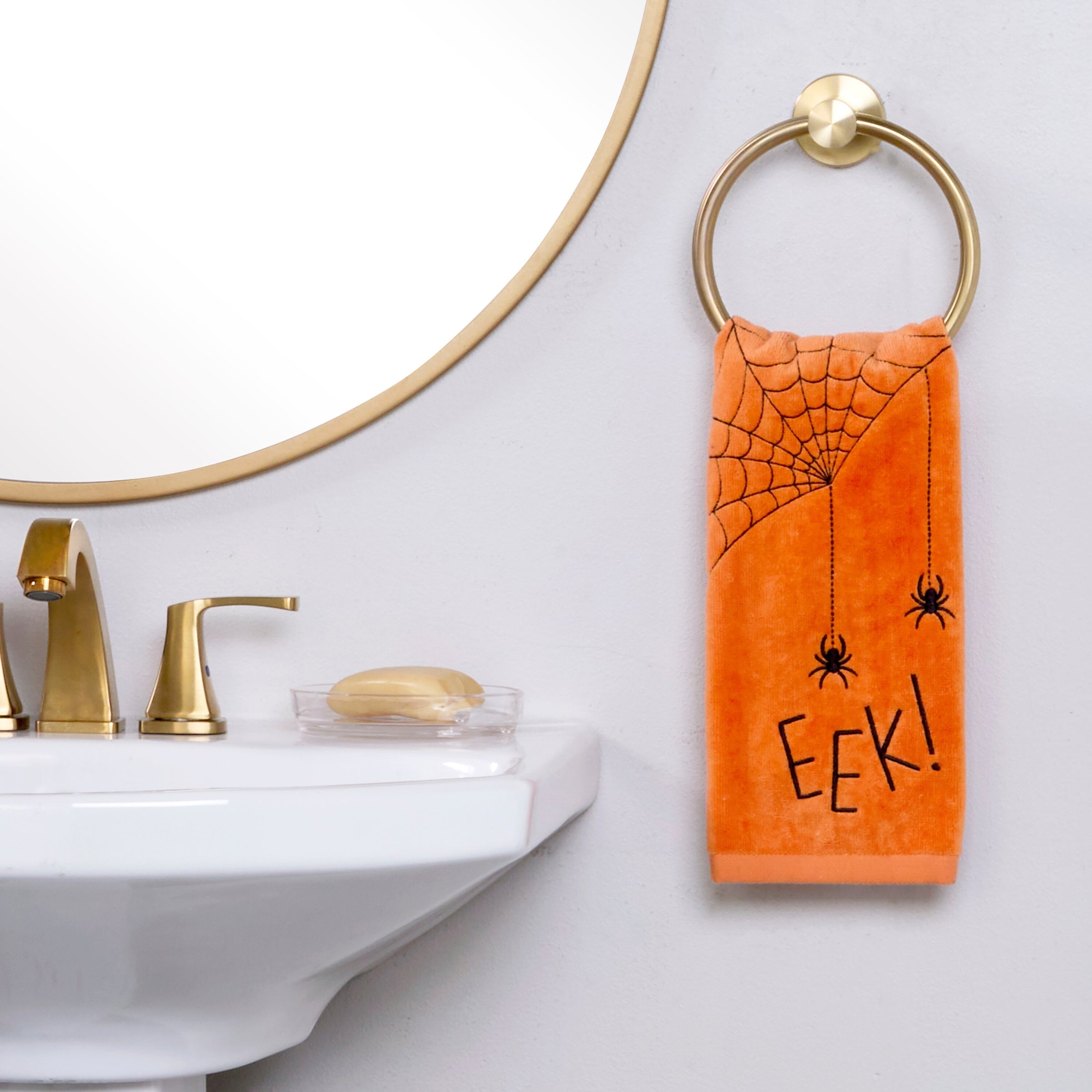 Eek 2-Piece Hand Towel Set, Orange)