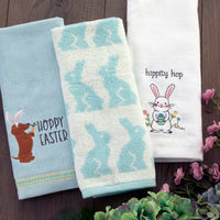 Bunny Jacquard 2-Piece Hand Towel Set, Aqua