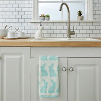 Bunny Jacquard 2-Piece Hand Towel Set, Aqua