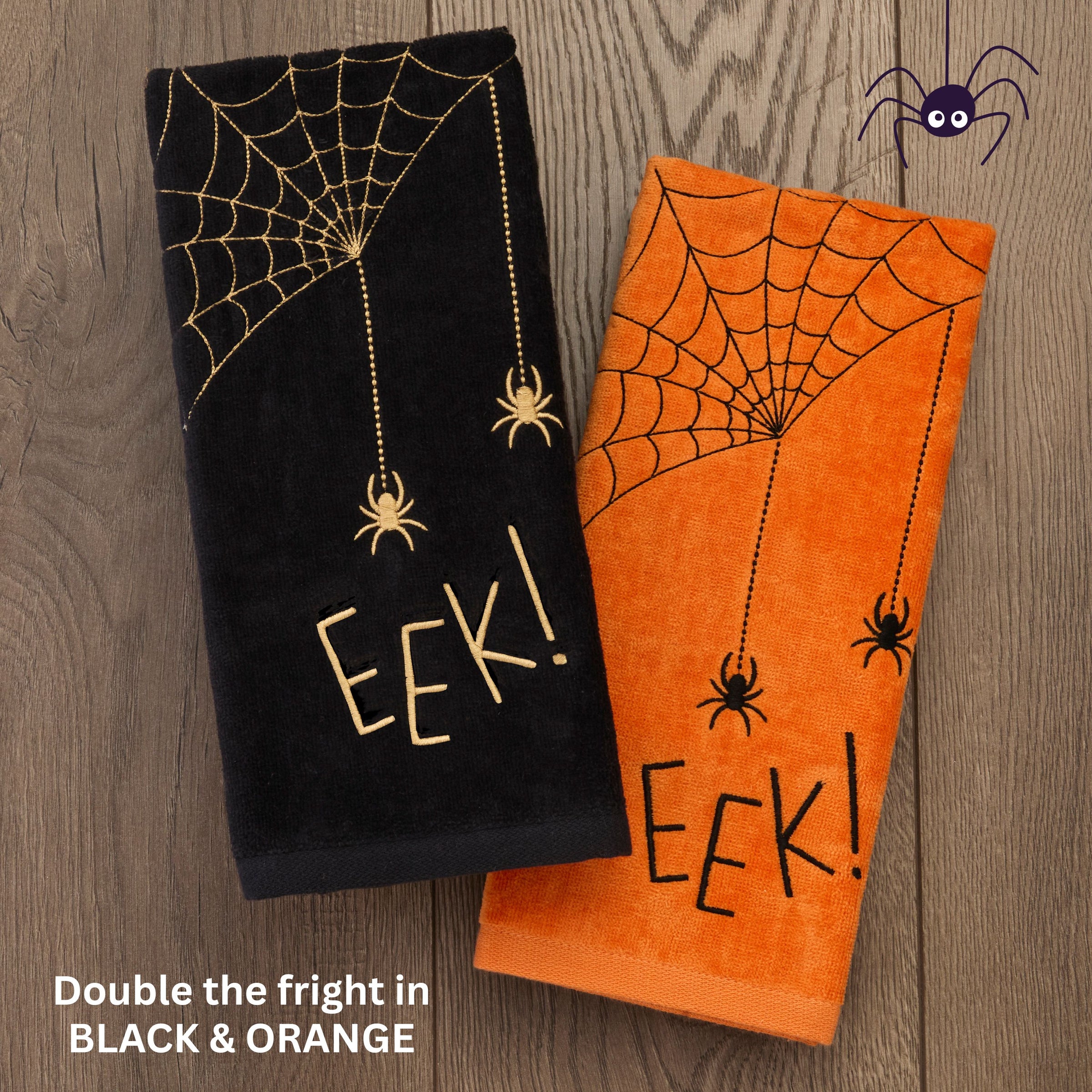 Eek 2-Piece Hand Towel Set, Black