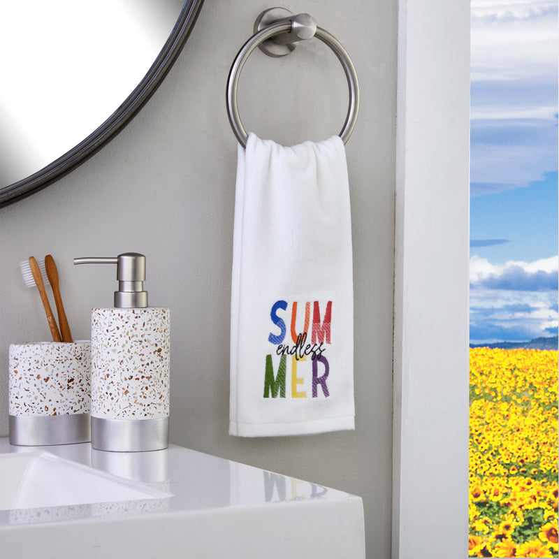 Endless Summer 2-Piece Hand Towel Set, White