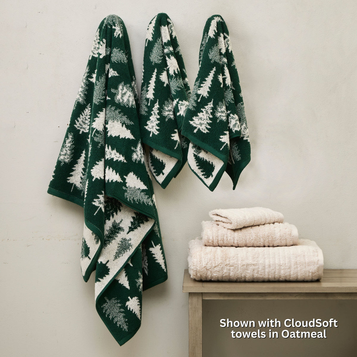 Evergreen Trees 2-Piece Hand Towel Set, Evergreen