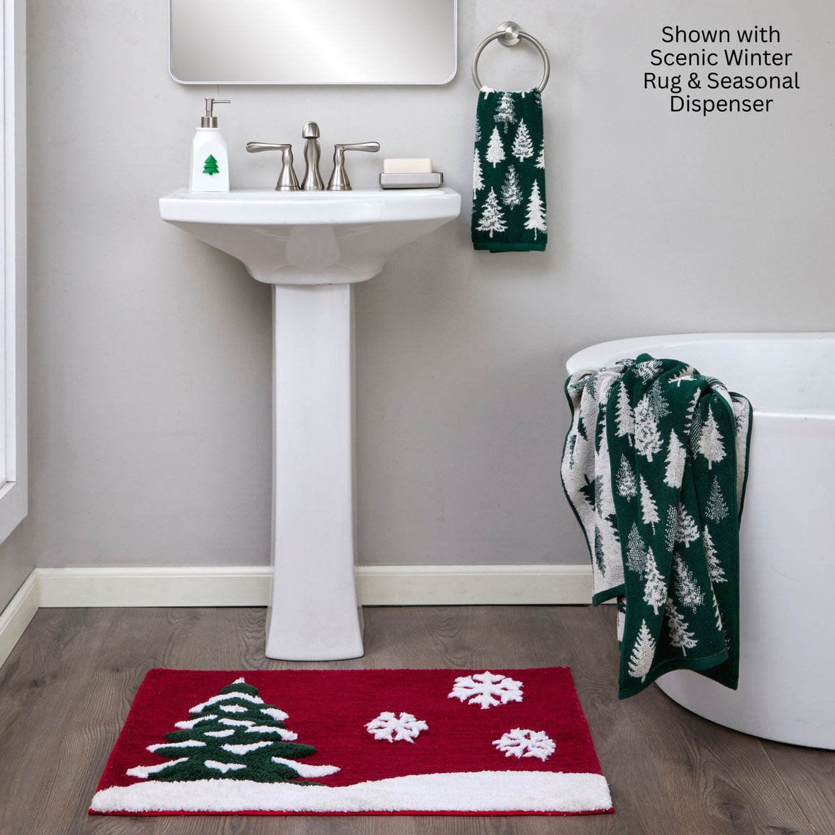 Evergreen Trees 2-Piece Hand Towel Set, Evergreen