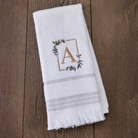 Everyday Monogram “A” 2-Piece Cotton Hand Towel Set, White