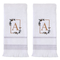 Everyday Monogram “A” 2-Piece Cotton Hand Towel Set, White