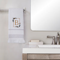 Everyday Monogram “B” 2-Piece Cotton Hand Towel Set, White