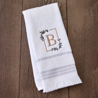 Everyday Monogram “B” 2-Piece Cotton Hand Towel Set, White