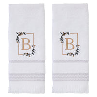Everyday Monogram “B” 2-Piece Cotton Hand Towel Set, White