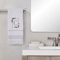 Everyday Monogram “C” 2-Piece Cotton Hand Towel Set, White