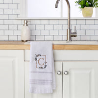 Everyday Monogram “C” 2-Piece Cotton Hand Towel Set, White